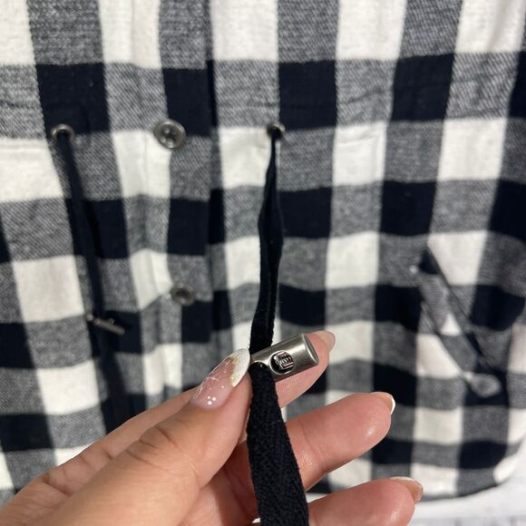 Torrid Coat Plus Women 1X Check Black White Chore Utility Jacket Cotton Shacket - Picture 7 of 13